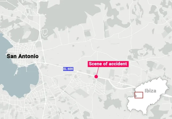 METRO GRAPHICS Аварія сталася на дорозі EL-600 між Ібіцою та Сан-Антоніо (Фото: Metro.co.uk)