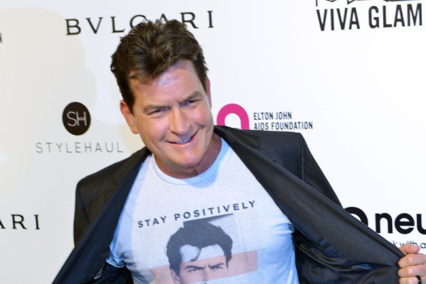 Charlie Sheen arrives at the Elton John Aids Foundation's Academy Awards viewing party in 2016. He discussed his lifelong stutter and his struggle with addiction in an interview on 
