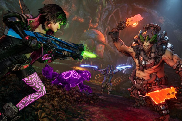 Vault Hunter Vex the Siren (L) is a playable character in 