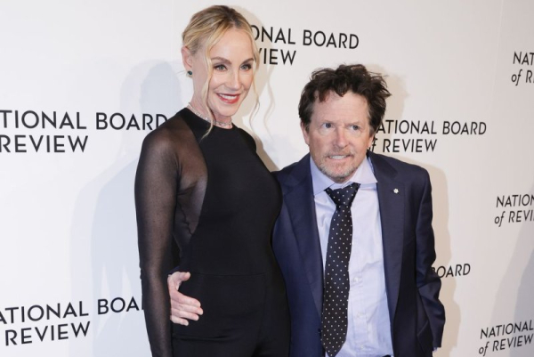 Michael J. Fox (R), pictured with Tracy Pollan, talked about filming 