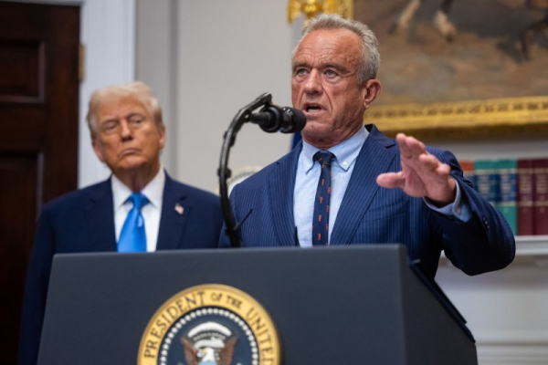 Secretary of Health and Human Services Robert F. Kennedy Jr. speaks about autism with President Donald Trump in the Roosevelt Room of the White House in Washington, D.C., on Sept. 22. Photo by Francis Chung/UPI