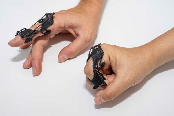 Researchers at Carnegie Mellon University developed a new, customizable finger brace designed to ease rehabilitation and arthritis care for working people. Photo courtesy of Carnegie Mellon University