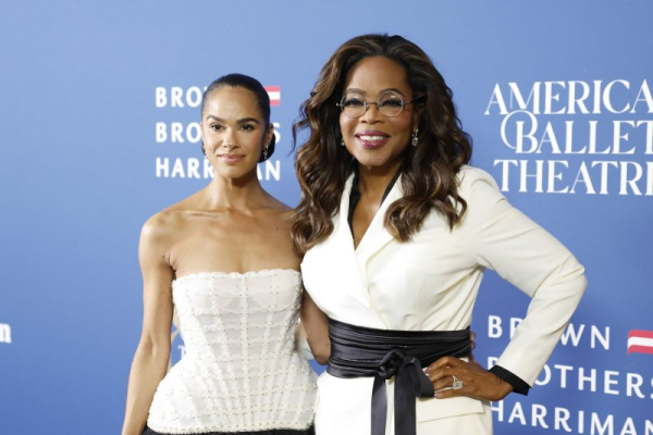 Oprah Winfrey (R) and Misty Copeland arrive on the red carpet at the American Ballet Theatre Fall Gala at David Geffen Hall at Lincoln Center on Wednesday. Photo by John Angelillo/UPI