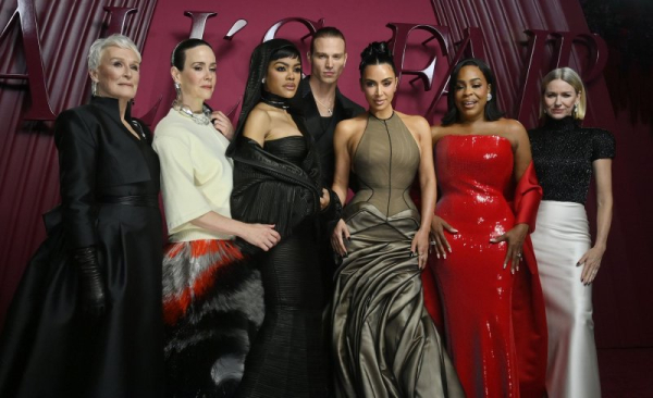 Cast members Glenn Close, Sarah Paulson, Teyana Taylor, Kim Kardashian, Niecy Nash-Betts and Naomi Watts (L-R) attend the world premiere of 