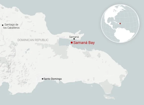 METRO GRAPHICS Карта розташування затоки Саман, Домініканська Республіка (Зображення: datawrapper/Metro)