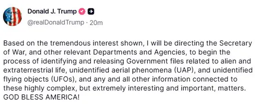 Дональд Трамп наказав оприлюднити секретні файли про інопланетян та НЛО 8 15576229 НЛО Трампа