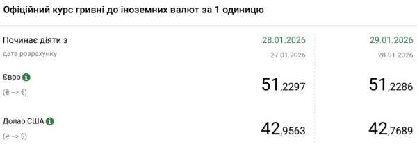 Доларовий та євро курс на 29 січня 5