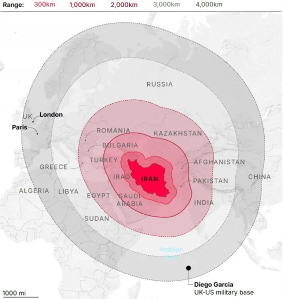 Побоювання, що ракети Ірану можуть досягти Лондона після атаки Дієго Гарсії на іранський ракетний полігон Фото: Daily Mail