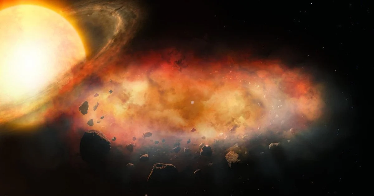 Металева хвара затемнила зірку. Художнє уявлення: Міжнародна обсерваторія Джеміні/NOIRLab/NSF/AURA/П. Маренфельд та М. Замані