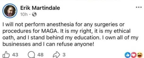 Медсестра відмовилася від ліцензії після допису про те, що відмовиться анестезувати пацієнтів MAGA 4