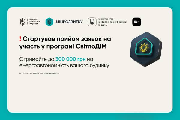 До 300 тисяч гривень на незалежне електропостачання: в Україні відкрито прийом заявок на "СвітлоДім" 4
