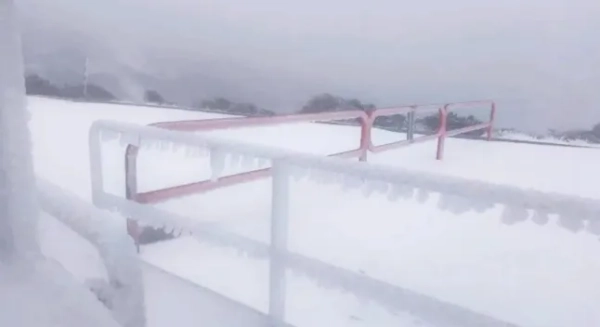 Ожеледиця, покрита дорожнім бар'єром на Тенерифе.