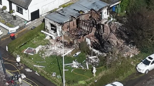 Аерофотознімок ймовірного підпалу в Ланкаширі.